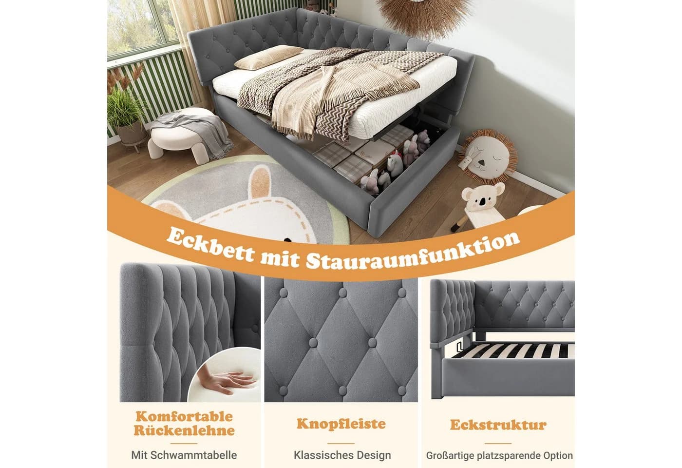 Flieks Polsterbett Kinderbett Daybett 90x190cm Schlafsofa - Bild 5