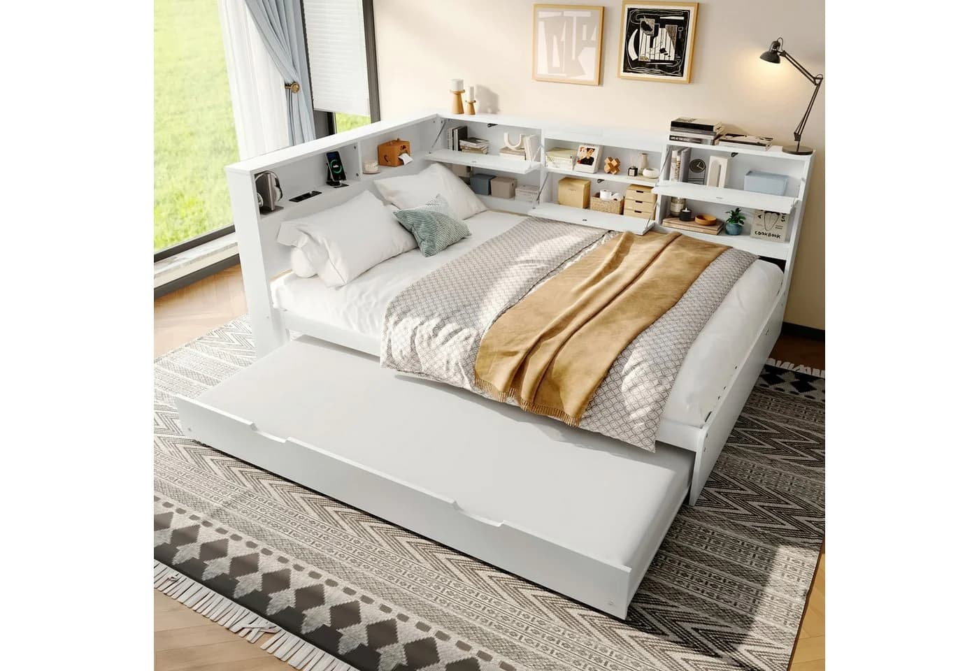Flieks Daybett Weiß mit Ausziehbett und Stauraum - Bild 2