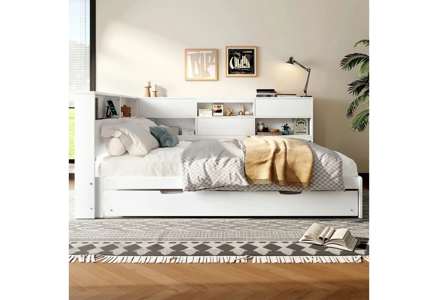 Flieks Daybett Weiß mit Ausziehbett und Stauraum - Bild 3
