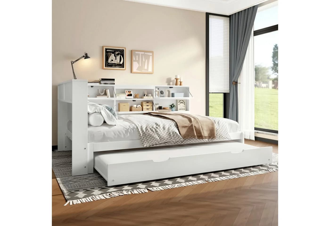 Flieks Daybett Weiß mit Ausziehbett und Stauraum - Bild 4