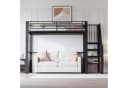 Flieks Hochbett Metallbett Kinderbett 90x200cm mit Stauraum und Treppe Bild 3