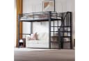 Flieks Hochbett Metallbett Kinderbett 90x200cm mit Stauraum und Treppe Bild 4