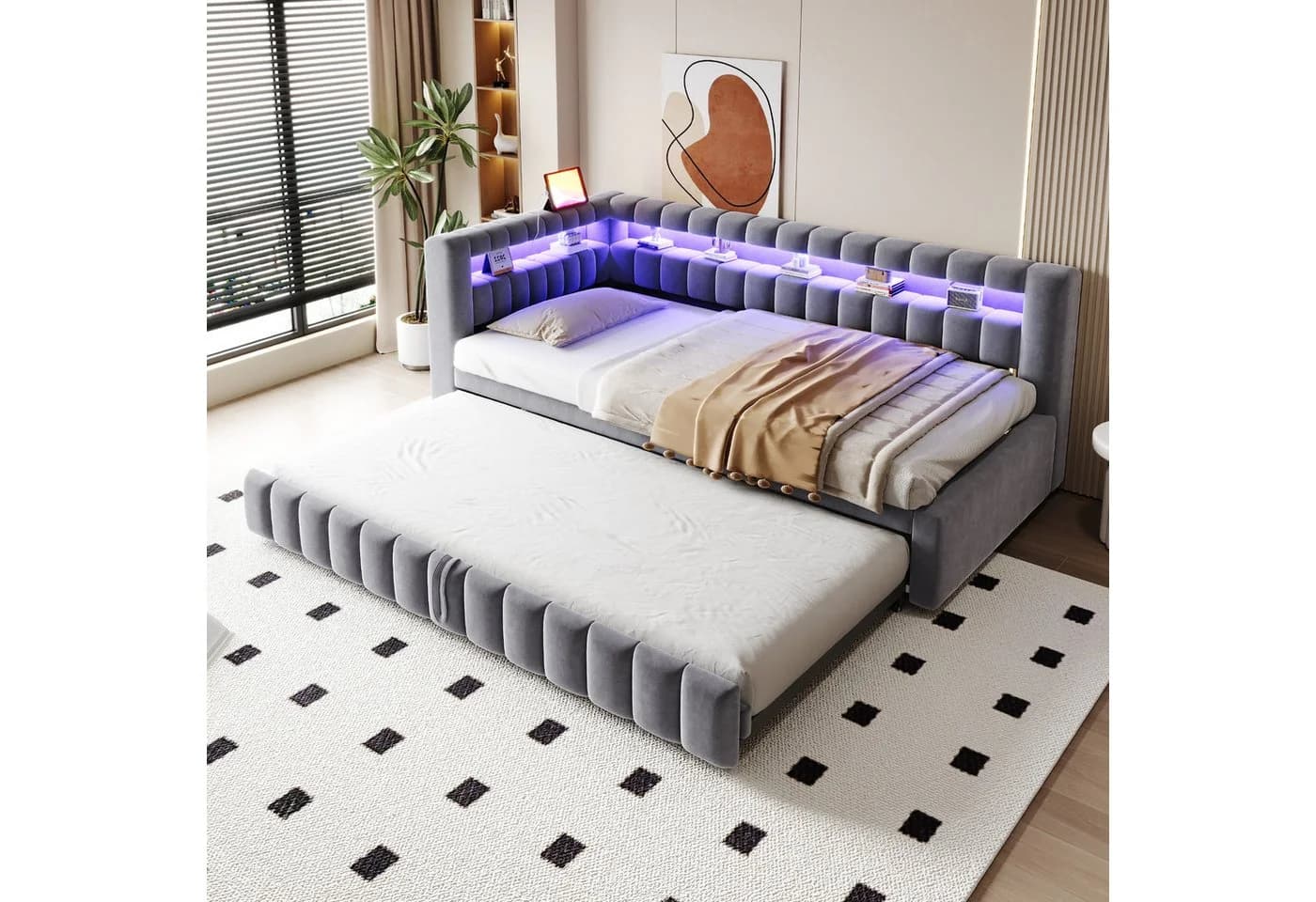 Flieks Daybett Polsterbett Schlafsofa 90/180x200cm Samt