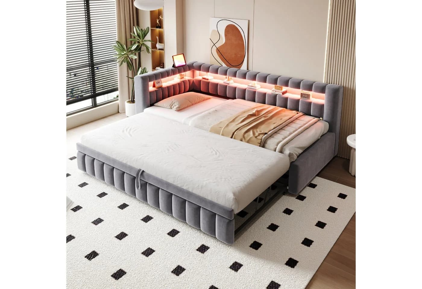 Flieks Daybett Polsterbett Schlafsofa 90/180x200cm Samt - Bild 2