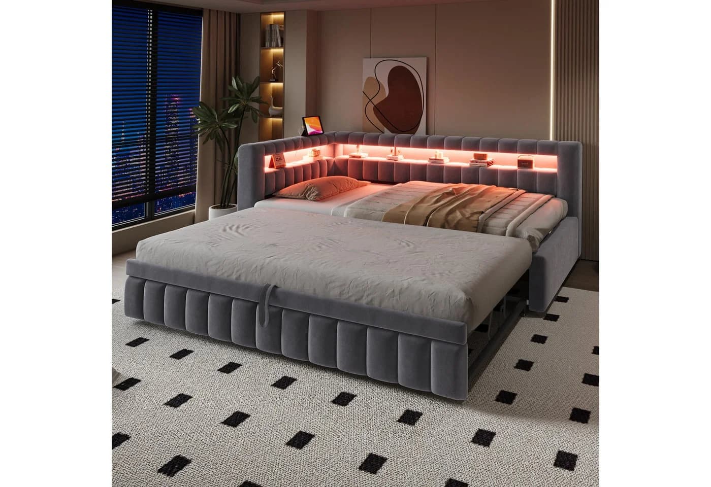 Flieks Daybett Polsterbett Schlafsofa 90/180x200cm Samt - Bild 4