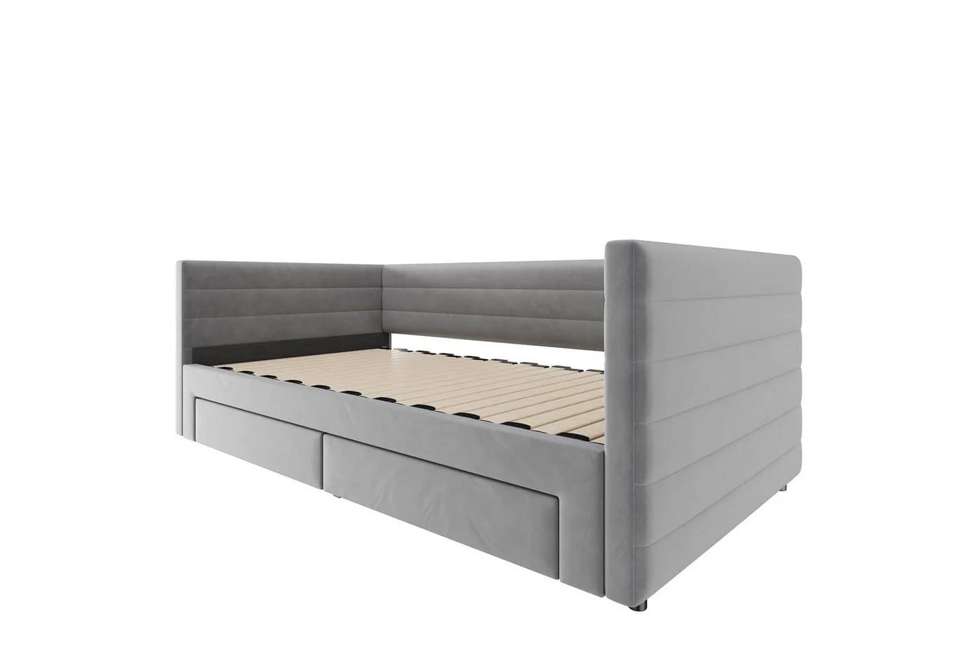 Flieks Daybett Polsterbett mit Ausziehbett und 2 Schubladen Grau - Bild 5