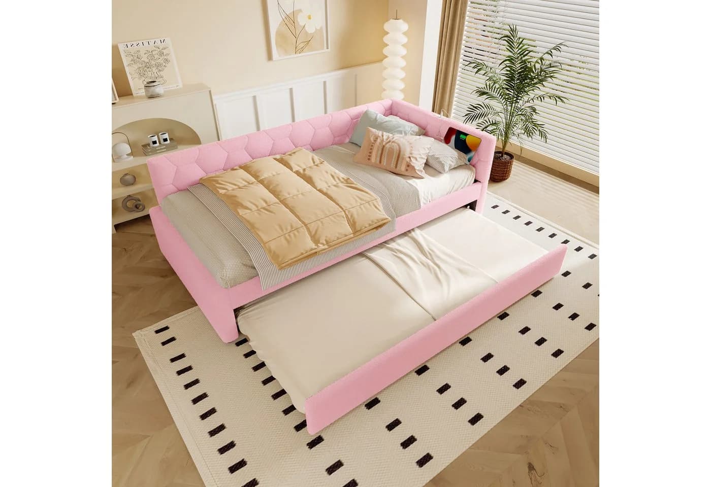 Flieks Daybett Rosa mit Ausziehbett und USB-Anschluss - Bild 2