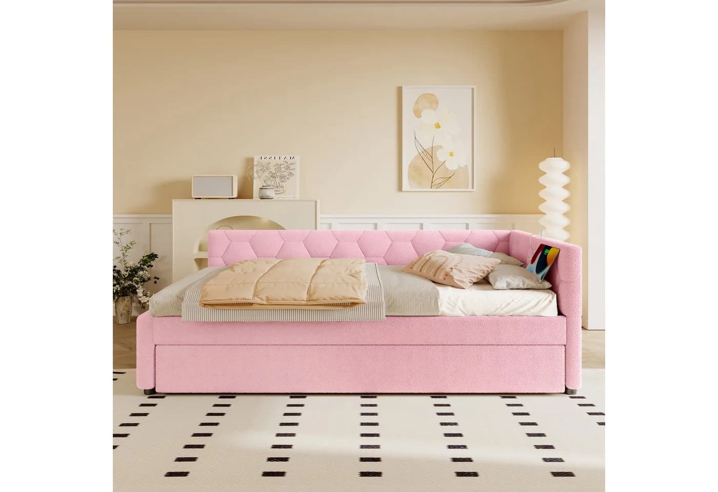 Flieks Daybett Rosa mit Ausziehbett und USB-Anschluss - Bild 3