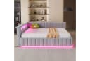 Flieks Daybett Hydraulisches Polsterbett Schlafsofa 140x200cm mit LED und USB-Laden Bild 3