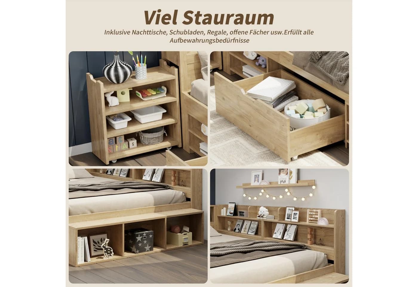Flieks Massivholzbett Kinderbett 140x200 cm mit Ladefunktion - Bild 4