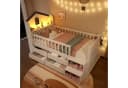 Flieks Kinderbett Halbhohes Hausbett mit LED und 4 Schubladen Weiß Bild 2