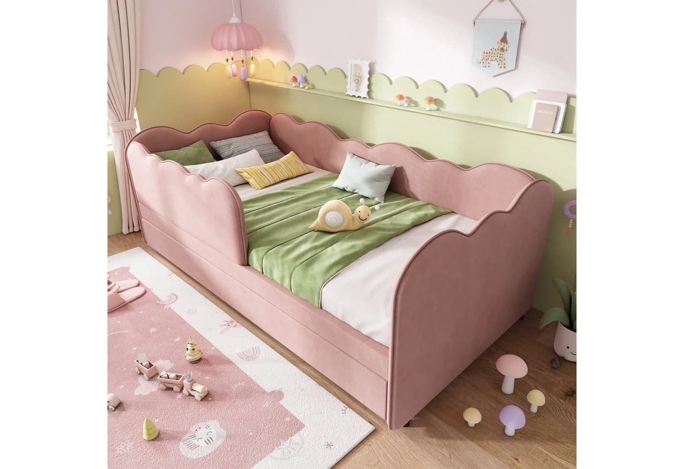 Flieks Daybett Rosa Samt mit Ausziehbett