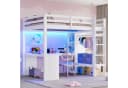 Flieks Hochbett Kinderbett 140x200cm mit LED USB Schreibtisch Stauraum Bild 1
