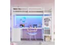 Flieks Hochbett Kinderbett 140x200cm mit LED USB Schreibtisch Stauraum Bild 3