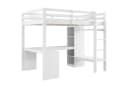 Flieks Hochbett Kinderbett 140x200cm mit LED USB Schreibtisch Stauraum Bild 5