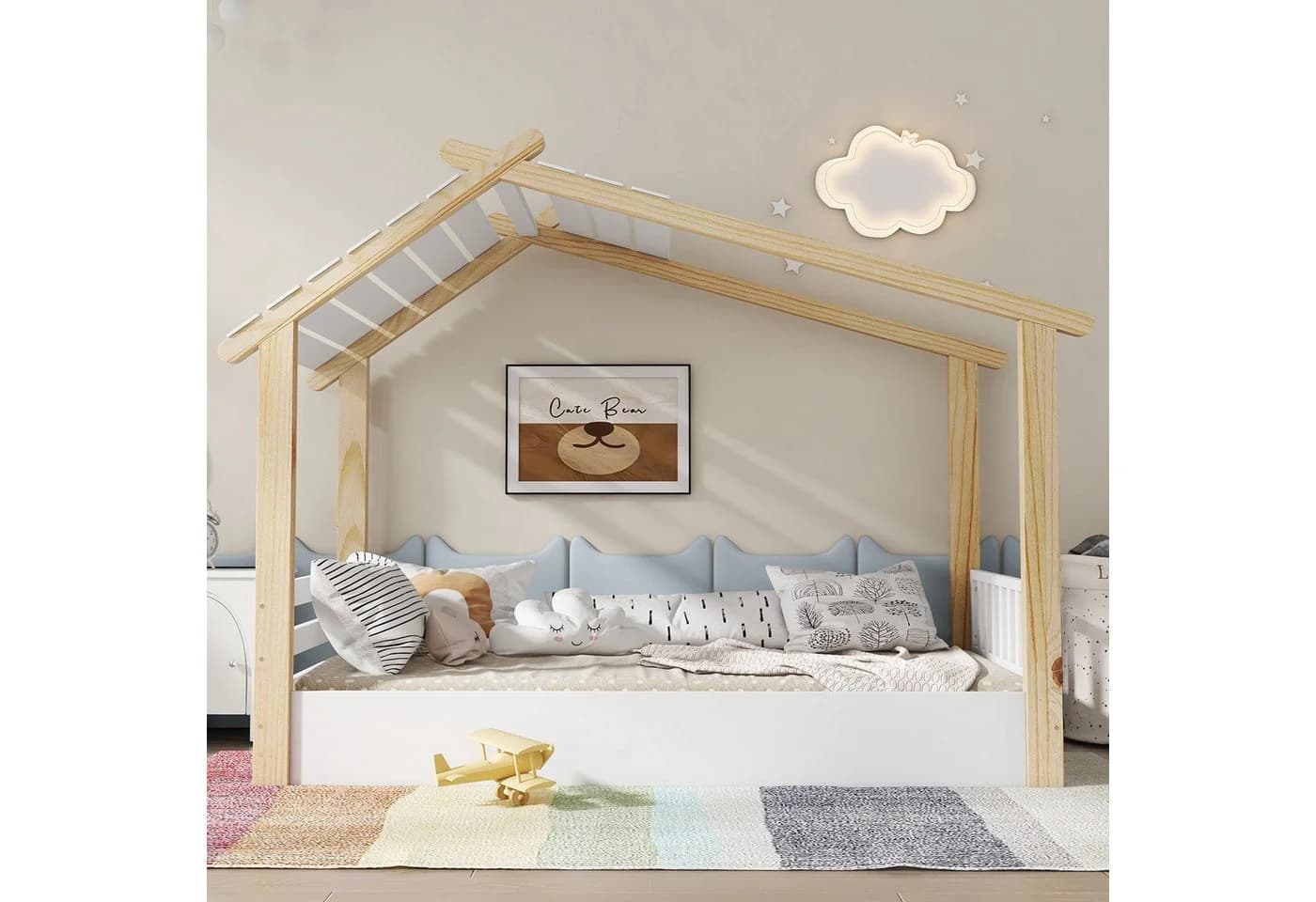 Flieks Kinderbett Hausdesign 90x200cm mit Lattenrost