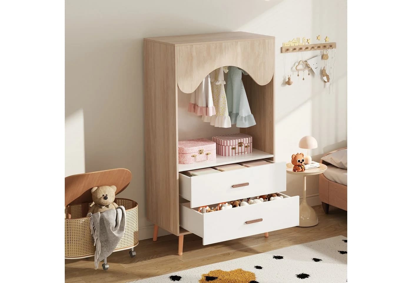 Flieks Kinderkleiderschrank Modern Holzfarbe