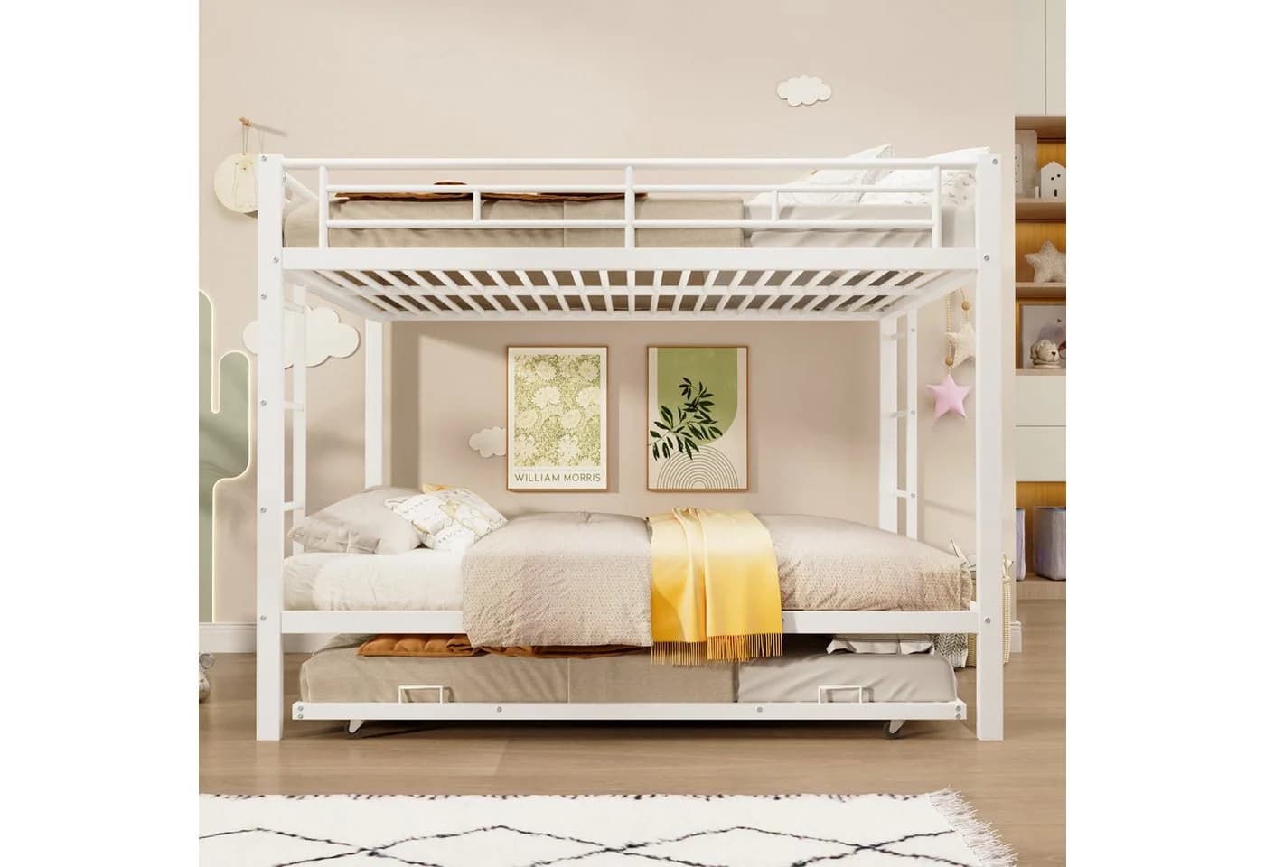 Flieks Etagenbett Metallbett Hochbett Kinderbett 140x200cm mit Ausziehbett 90x190cm