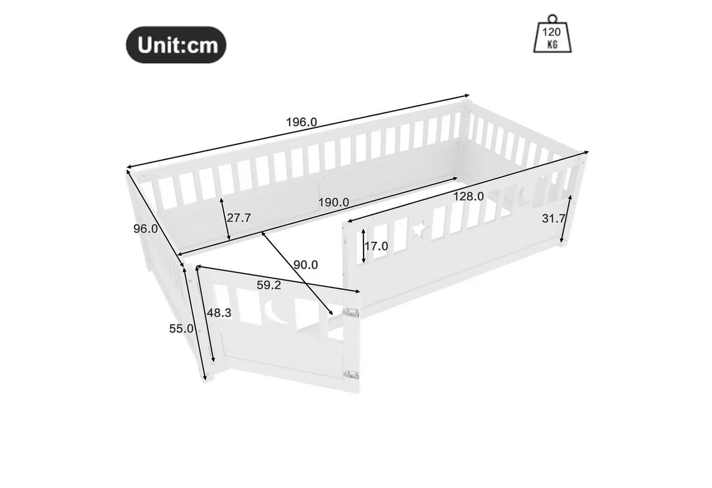 Flieks Kinderbett Massivholzbett 90x190cm mit Gitter - Bild 5