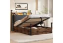 Flieks Himmelbett Hydraulisches Stauraumbett Metallbett 90x190cm mit LED und USB/Typ-C Bild 1