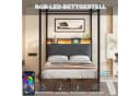 Flieks Himmelbett Hydraulisches Stauraumbett Metallbett 90x190cm mit LED und USB/Typ-C Bild 3