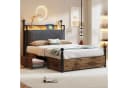 Flieks Himmelbett Stauraumbett Metallbett 90x190cm mit 2 Schubladen LED USB Bild 1