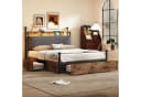 Flieks Himmelbett Metallbett 140x190cm mit 3 Schubladen, LED und USB/Typ-C Bild 1