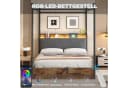 Flieks Himmelbett Metallbett 140x190cm mit 3 Schubladen, LED und USB/Typ-C Bild 3