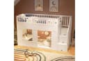 Flieks Hochbett Kinderbett Hausbett 90x200cm mit Stauraumtreppe Bild 3