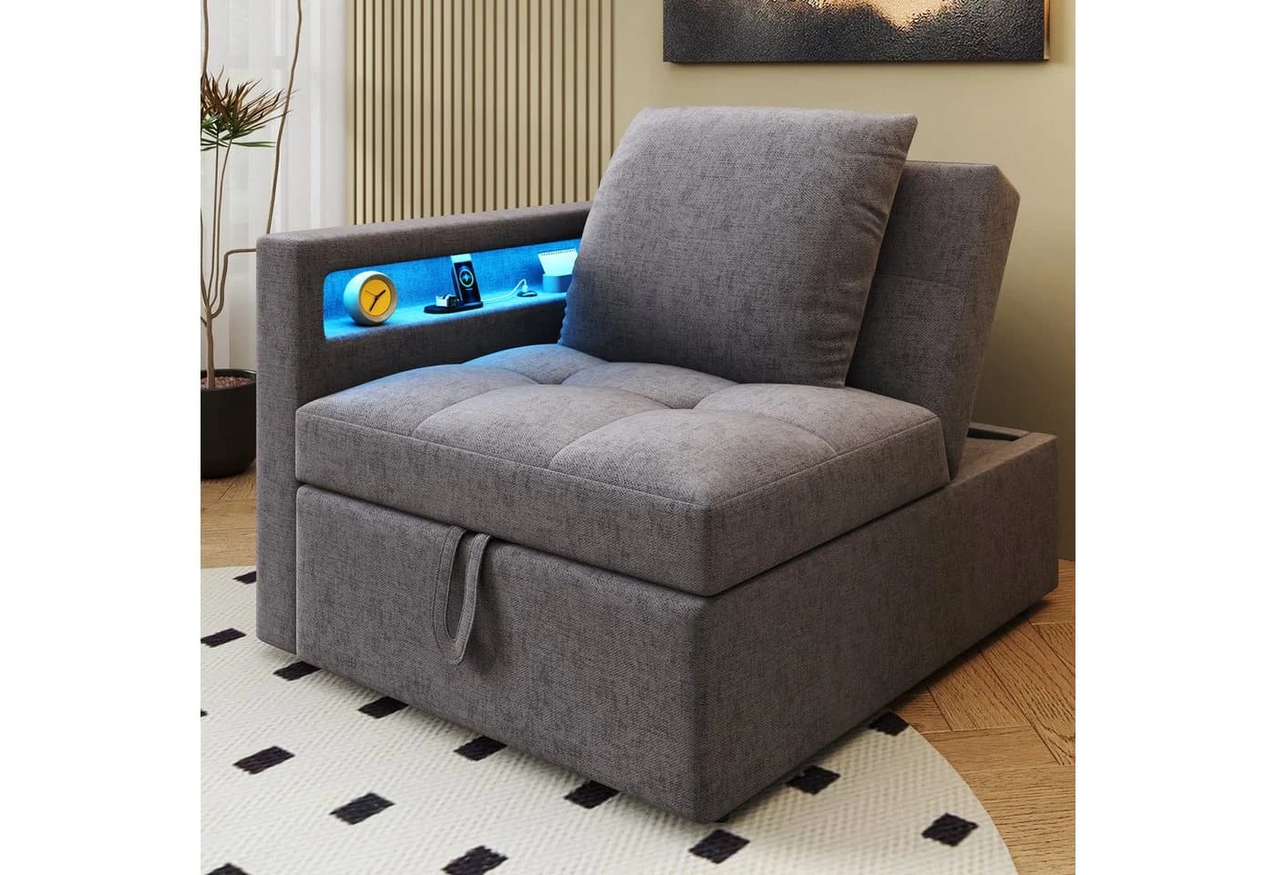 Flieks Daybett Polsterbett Schlafsofa mit verstellbarer Rückenlehne LED USB/Typ-C - Bild 4