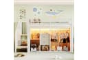 Flieks Hochbett Metall Kinderbett 90x200 mit LED und Kleiderschrank Weiß Bild 1