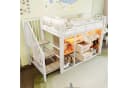 Flieks Hochbett Metall Kinderbett 90x200 mit LED und Kleiderschrank Weiß Bild 4