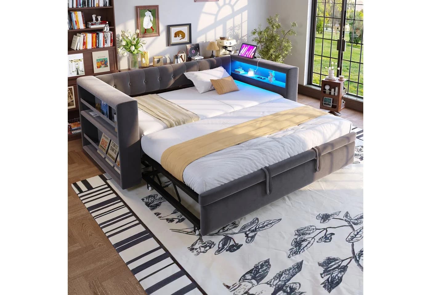 Flieks Daybett Polsterbett Schlafsofa 90/180×190cm Samt - Bild 2