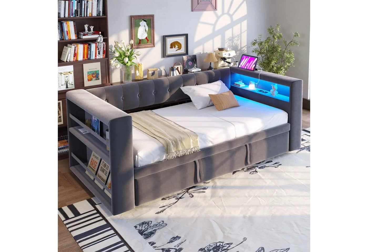 Flieks Daybett Polsterbett Schlafsofa 90/180×190cm Samt - Bild 4