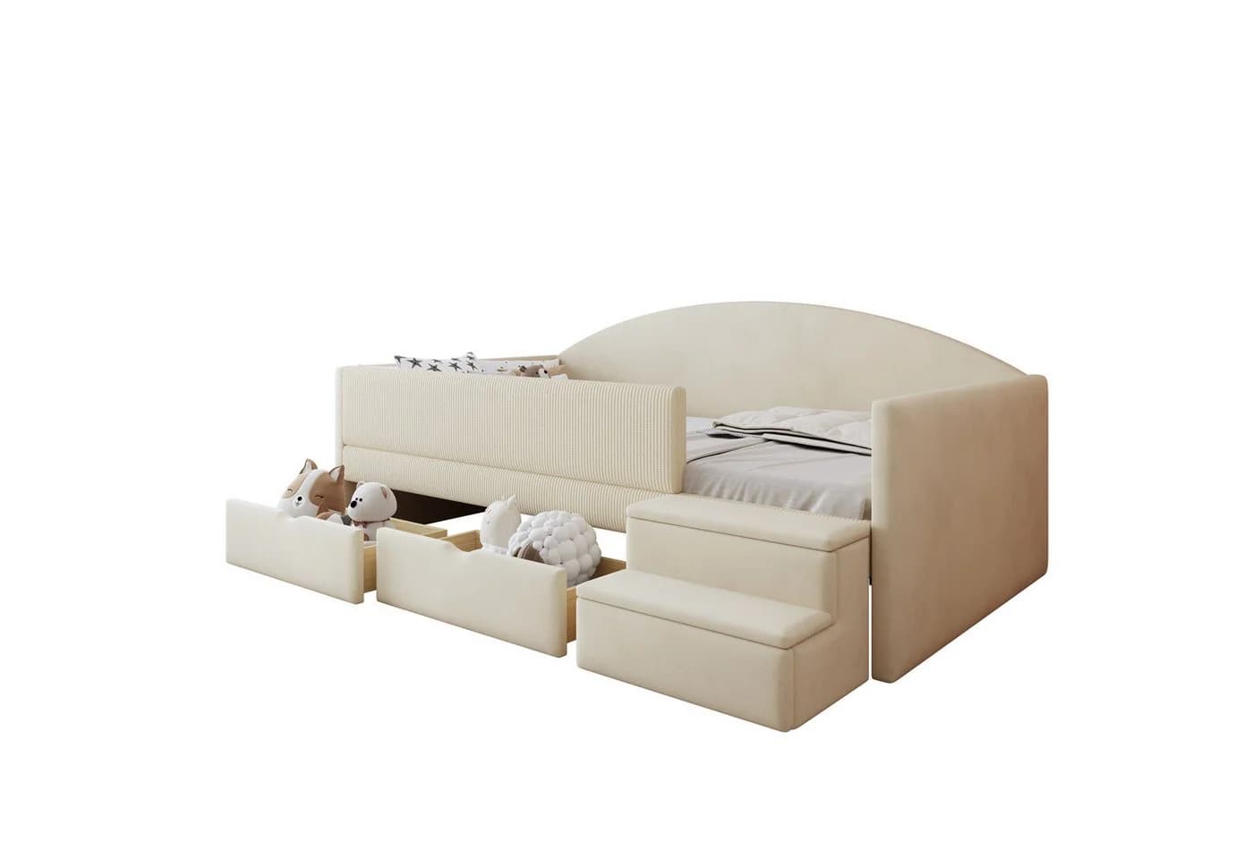 Flieks Kinderbett Einzelbett 90x190cm mit 2 Schubladen Treppe Rausfallschutz - Bild 4