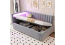 Flieks Daybett Polsterbett Schlafsofa Einzelbett 90x200cm mit hydraulischem Stauraum Bild 2