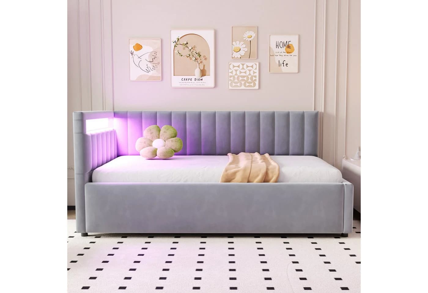 Flieks Daybett Polsterbett Schlafsofa Einzelbett 90x200cm mit hydraulischem Stauraum - Bild 3