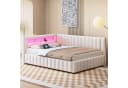 Flieks Daybett Polsterbett Schlafsofa Beige Samt mit LED & USB Bild 2