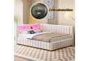 Flieks Daybett Polsterbett Schlafsofa Beige Samt mit LED & USB Bild 4