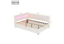 Flieks Daybett Polsterbett Schlafsofa Beige Samt mit LED & USB Bild 5