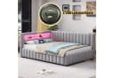 Flieks Polsterbett mit LED & USB grau Samt Bild 4