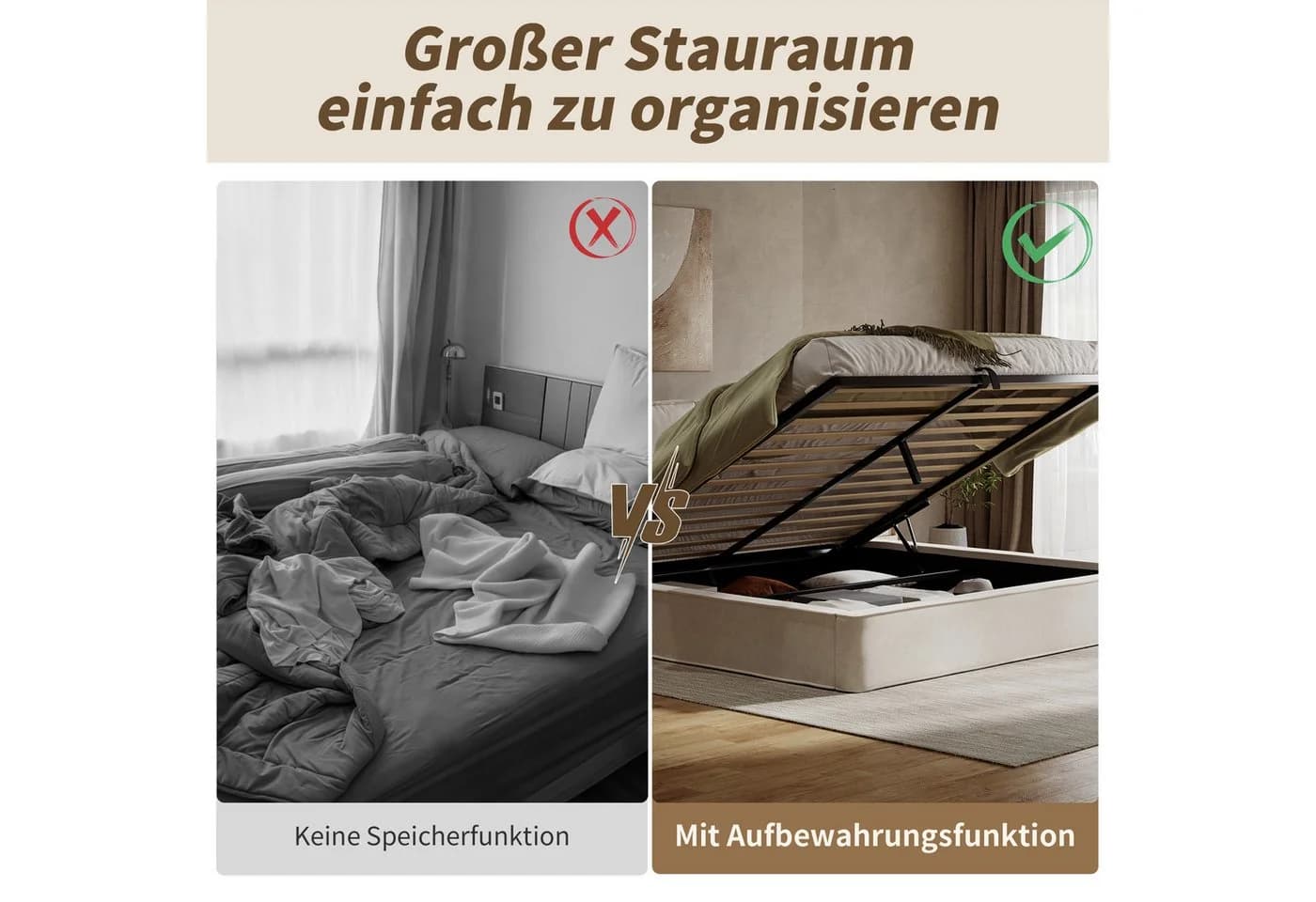 Flieks Polsterbett mit hydraulischem Stauraum und gepolstertem Kopfteil - Bild 5