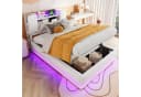 Flieks Polsterbett Hydraulisches Stauraumbett Kinderbett 90x200cm mit LED und Aufladen Bild 2