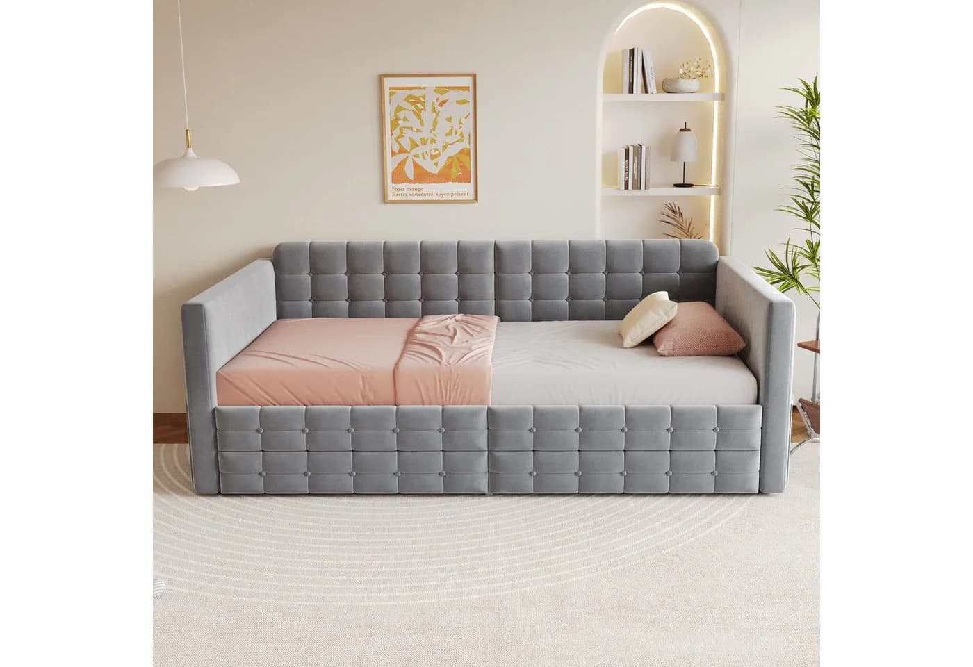 Flieks Daybett Polsterbett Schlafsofa Kinderbett 90x190cm mit Stautasche & Schubladen - Bild 3