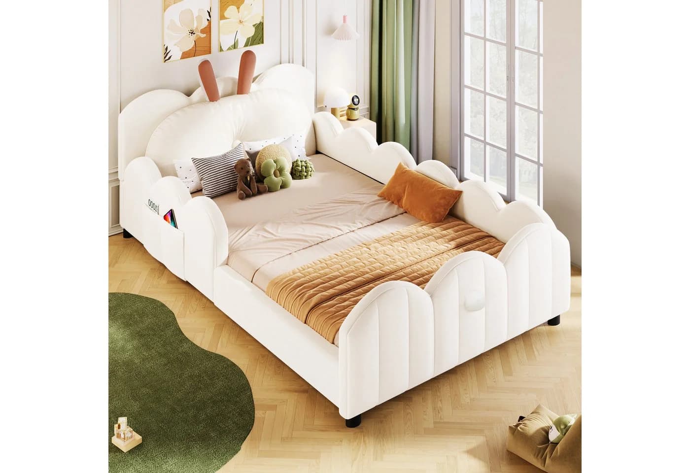 Flieks Kinderbett Bodenbett 90x200cm mit Kissen in Kaninchenform - Bild 2
