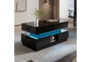 Merax Couchtisch hochglanz Schwarz mit LED-Beleuchtung & Steckdose Bild 1