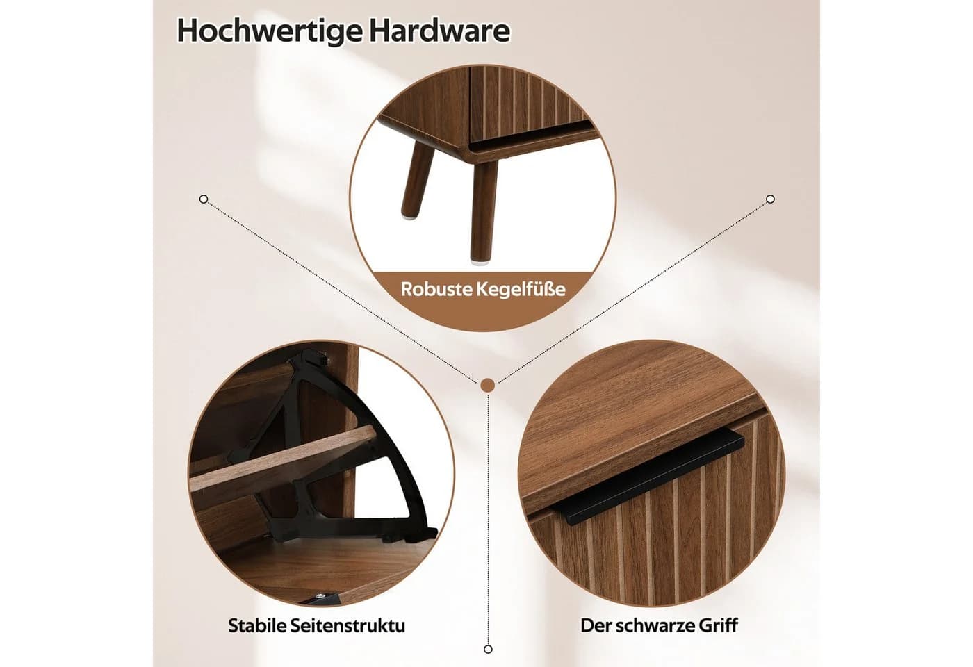 Merax Schuhschrank Walnussholz-Optik mit Massivholzbeinen - Bild 4