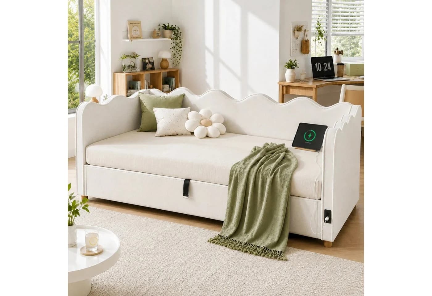 Flieks Polsterbett 90x200 mit USB-Anschluss und Stauraum - Bild 2