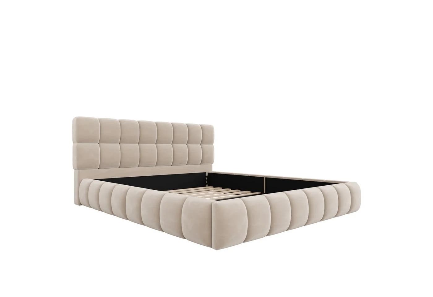 Flieks Polsterbett 140x190 Beige Samt - Bild 4