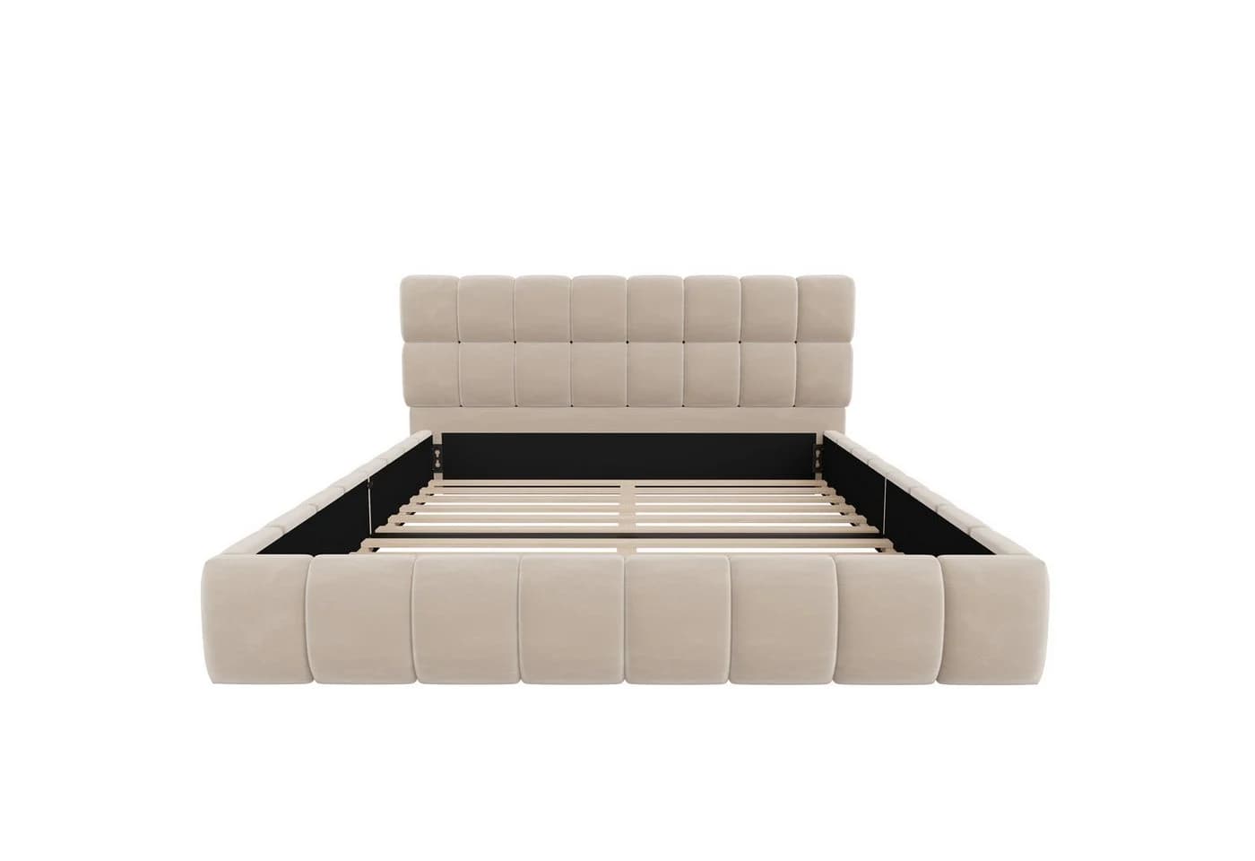 Flieks Polsterbett 140x190 Beige Samt - Bild 5